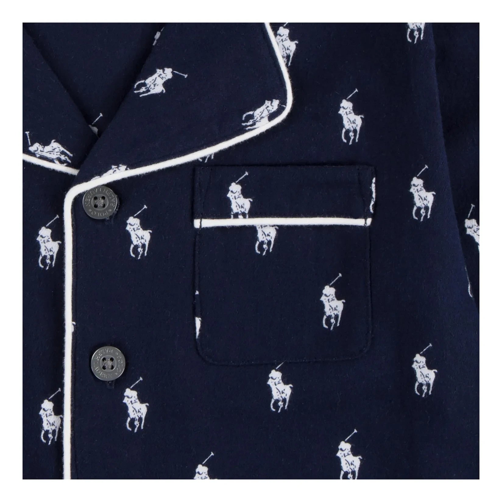 Ralph Lauren - Conjunto de pijama de camisa y pantalón con monograma | Azul marino