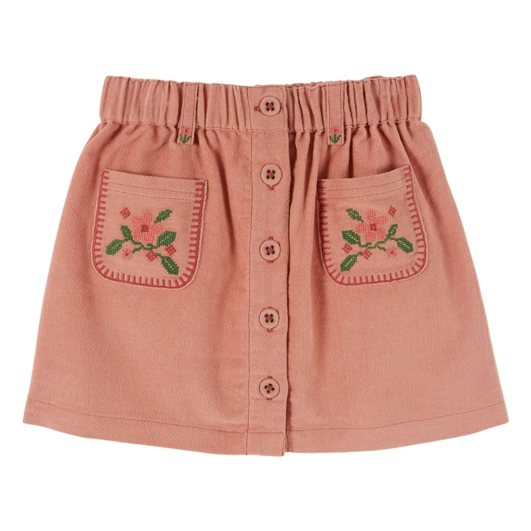 Emile et Ida - Falda con Flores Bordadas | Rosa