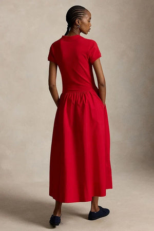 Vestido acampanado Polo Ralph Lauren de algodón y elastano