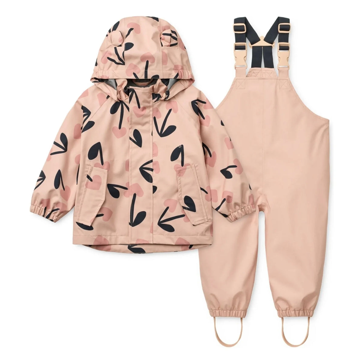 Liewood - Conjunto impermeable Manu Cerises de fibra reciclada | Rosa
