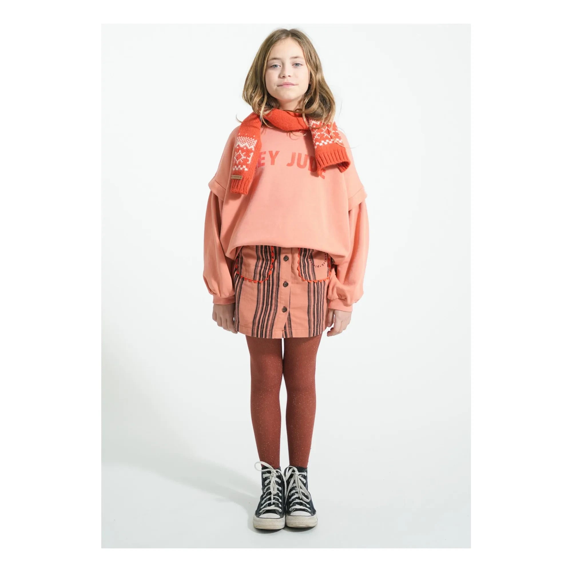 Piupiuchick - Sudadera de algodón orgánico con volantes Hey Jude | Coral