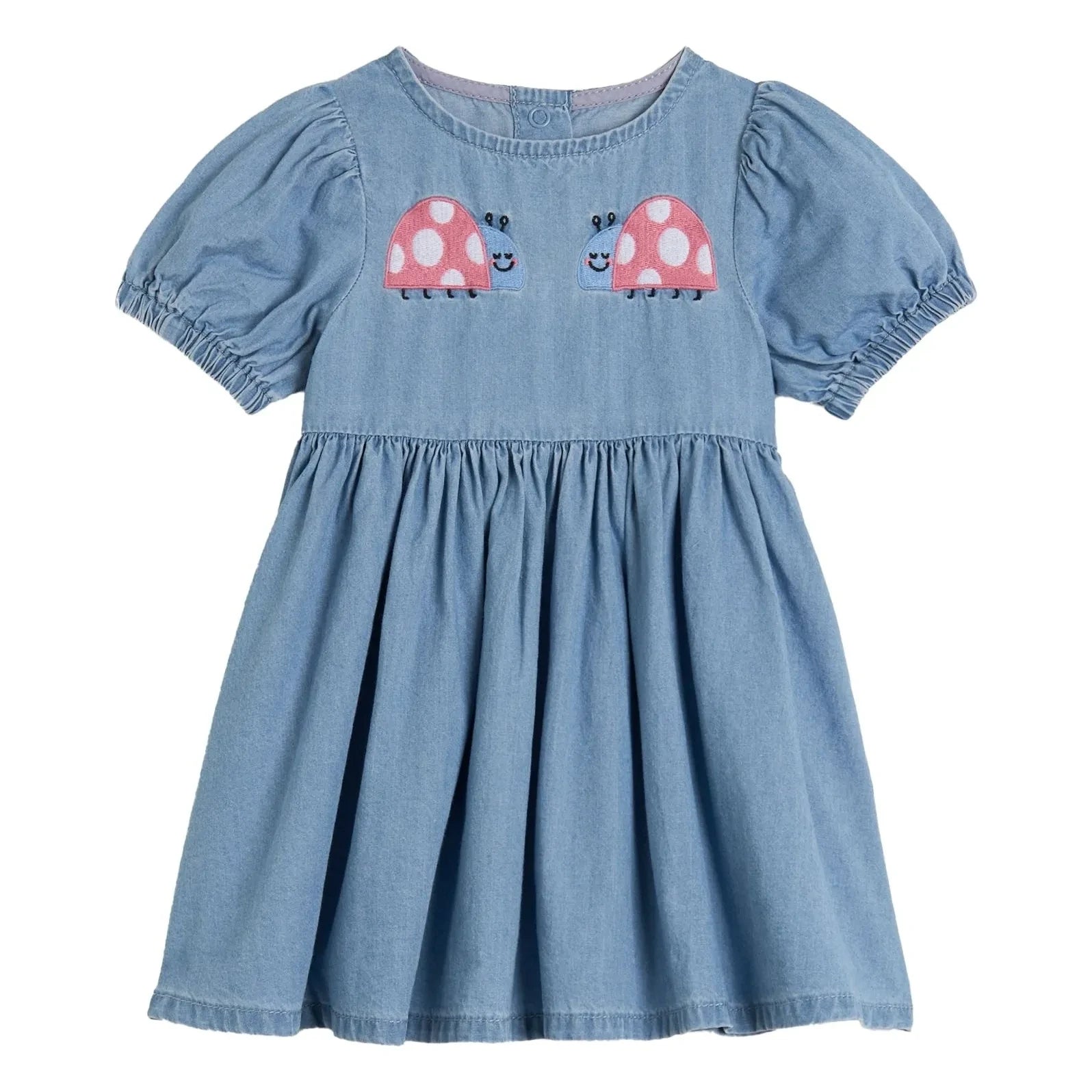 Stella McCartney Kids - Vestido Vaquero Mariquitas Algodón Orgánico | Azul