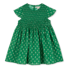 Konges Sløjd - Vestido Fruncido de Algodón Orgánico | Verde