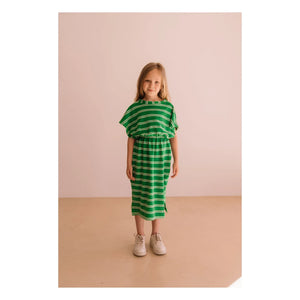 We Are Kids - Vestido de toalla de algodón orgánico a rayas verdes