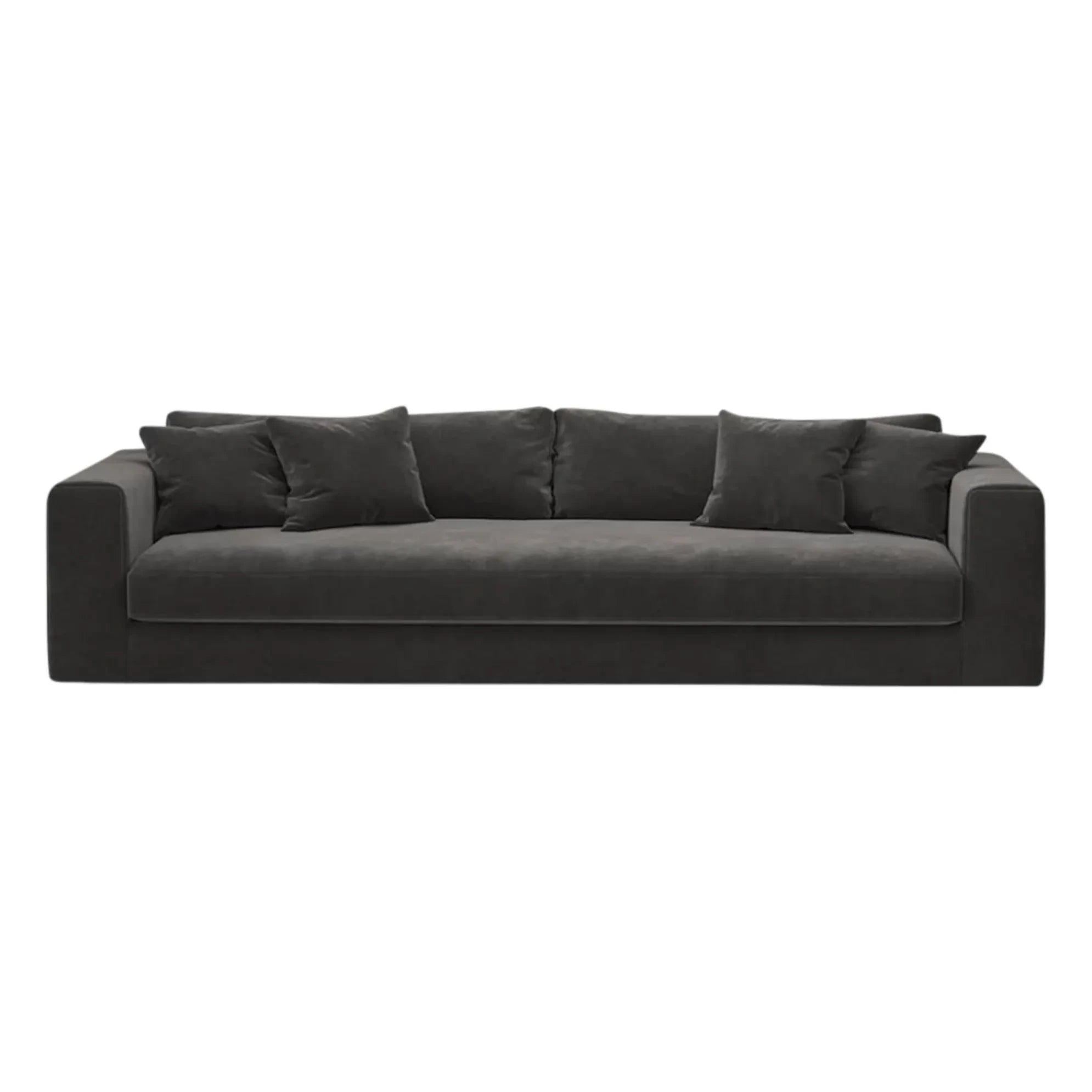 Edición Panac - Sofá de 4 plazas Bellechasse tapizado en terciopelo cepillado - 260 cm | Gris antracita