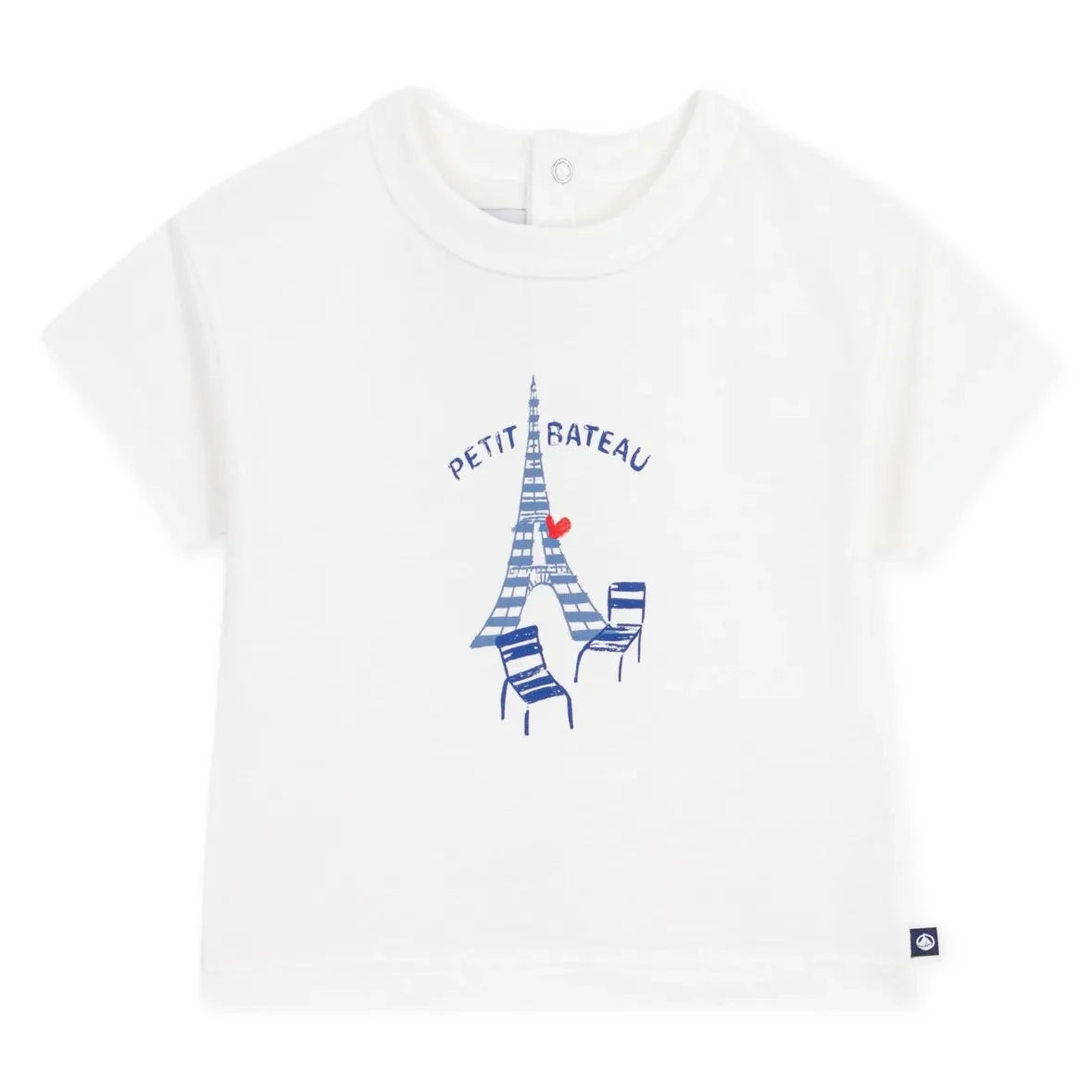 Petit Bateau - Camiseta de bebé de algodón orgánico Torre Eiffel | Blanco