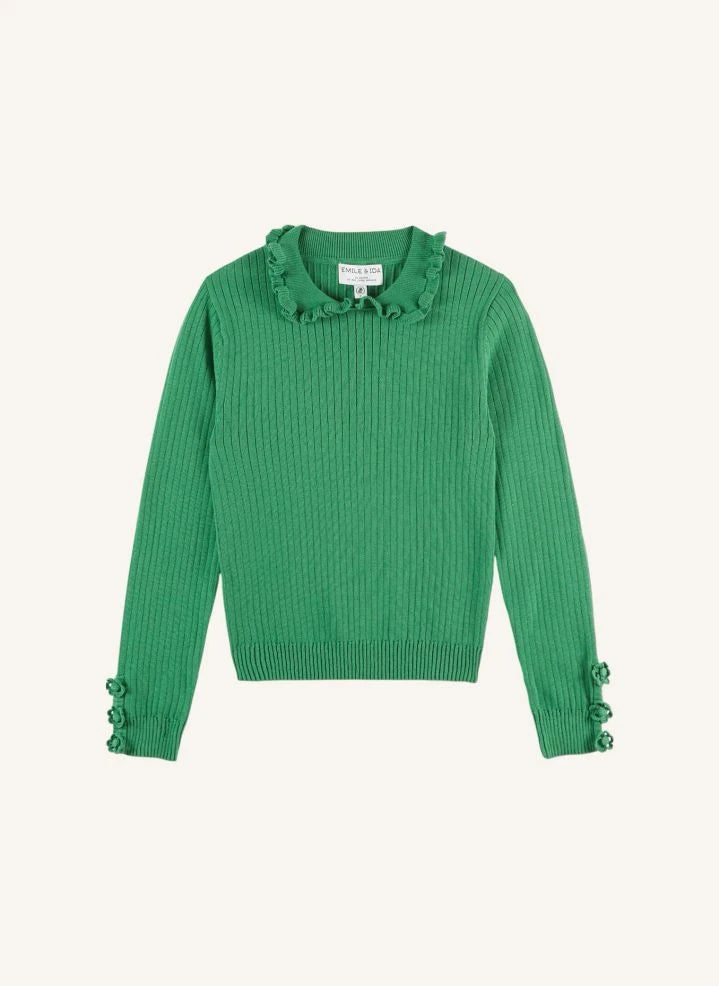 Emile et Ida - Jersey de ganchillo Eliane | Verde oliva