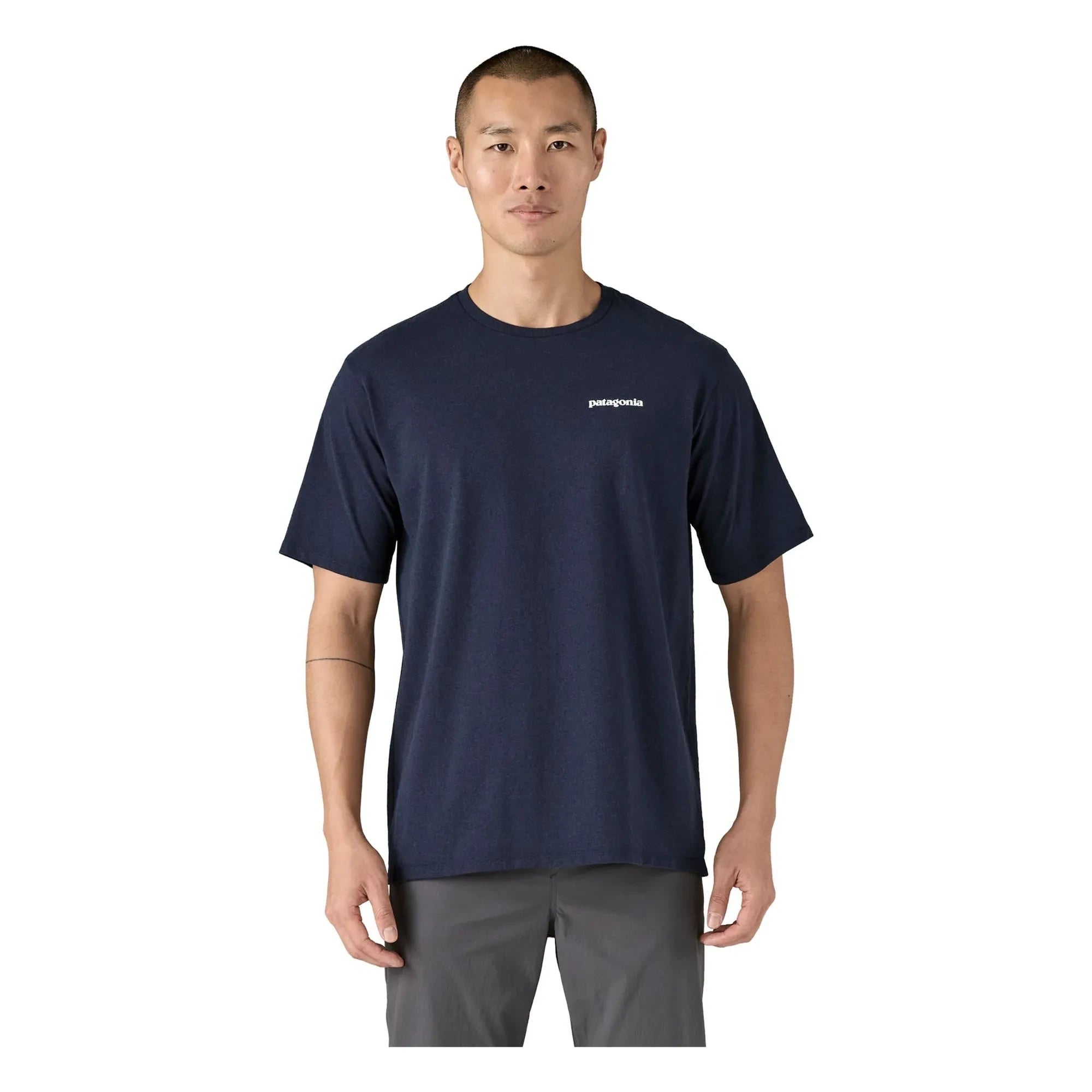Patagonia - Camiseta P-6 Logo Fibras recicladas responsables | Azul