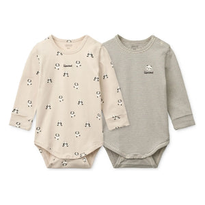 Liewood - Body de algodón orgánico Yanni Panda, paquete de 2 | Beige