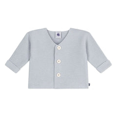 Petit Bateau - Cárdigan fino de punto de algodón orgánico | Gris claro