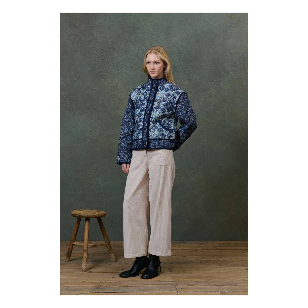 Louise Misha - Chaqueta Omotayo Midnight Star Patchwork de Algodón Orgánico - Colección Mujer | Azul