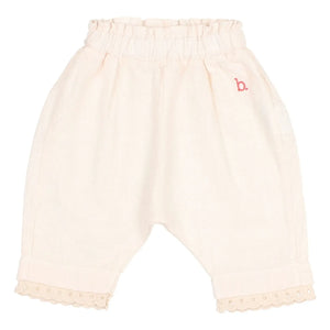 Búho - Pantalón de Bebé de Algodón Orgánico con Encaje | Rosa Pálido