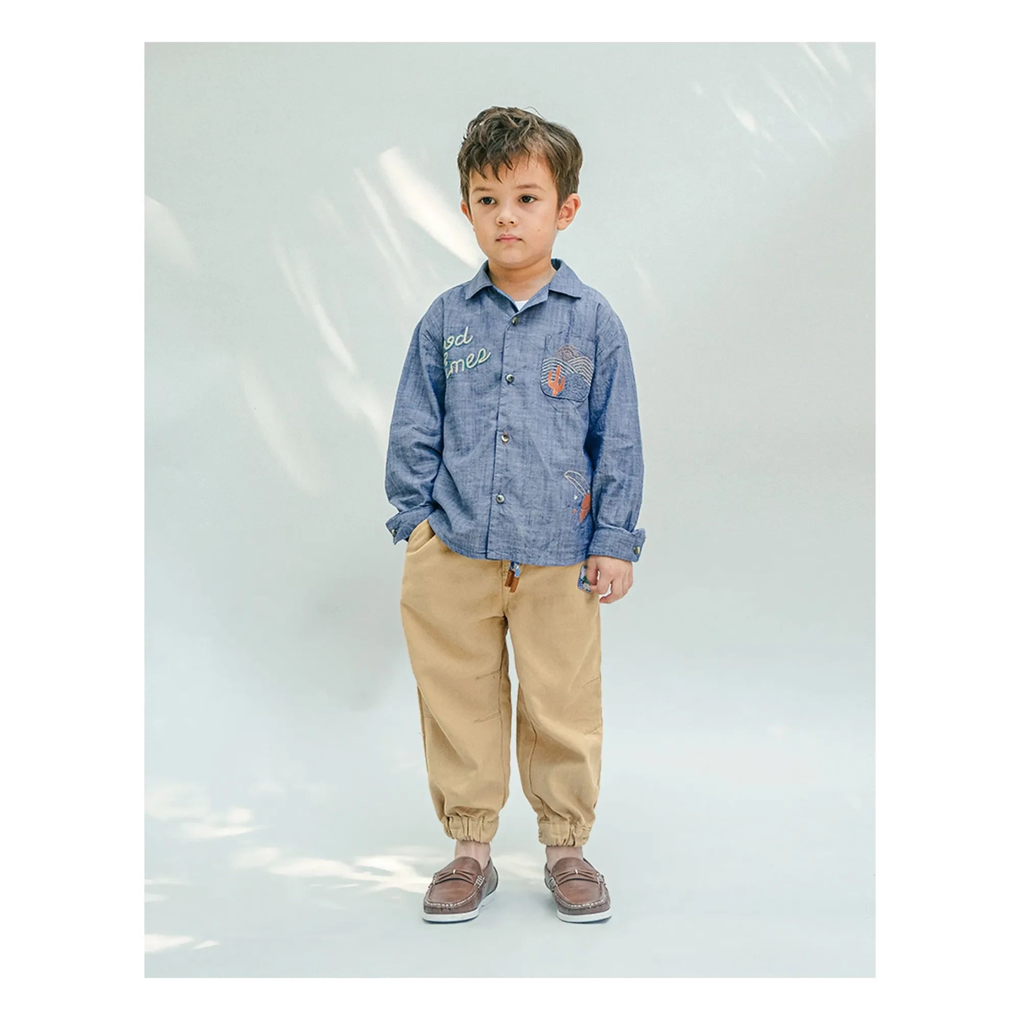Gingersnaps - Camisa Chambray Bordada Lewis | Azul