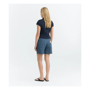 Thinking Mu - Luisa Short de Algodón Orgánico a Rayas | Azul grisáceo