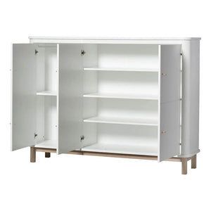Oliver Furniture - Cómoda de Roble de 3 Puertas con Varios Compartimentos | Blanco