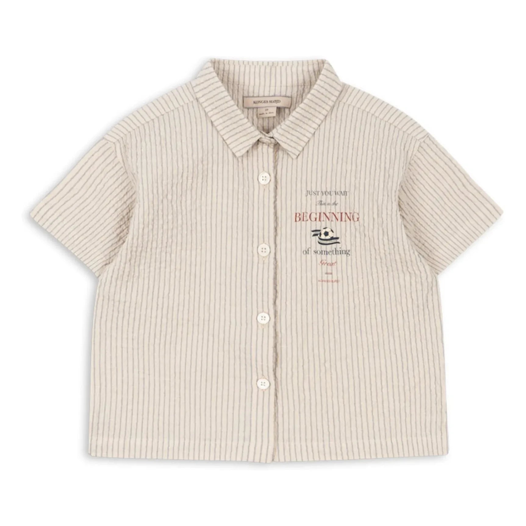 Konges Sløjd - Camisa a rayas de algodón orgánico seersucker Elliot | Beige