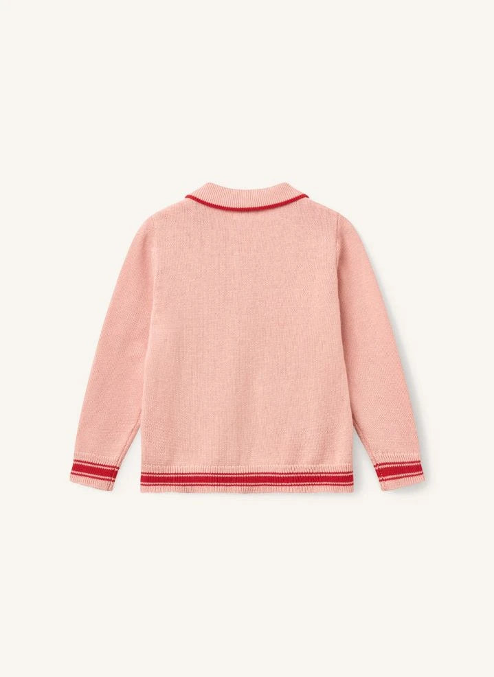 Copenhagen Colors - Cárdigan de algodón orgánico con motivo de ciervo | Rosa polvo