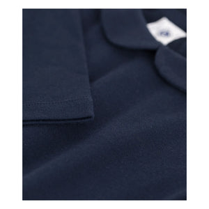 Petit Bateau - Camiseta con cuello Peter Pan ondulado | Azul marino