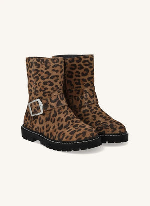 Angulus - Leopar Biker Tokalı Süet Çizmeler
