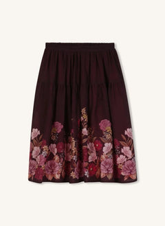 Chloé - Falda Fleurie de gasa de lana | Plum