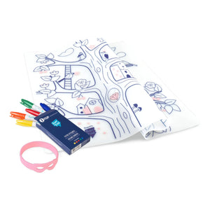 Superpetit - 5 rotuladores de fieltro y manteles individuales para colorear "Árbol mágico rosa" con pulsera