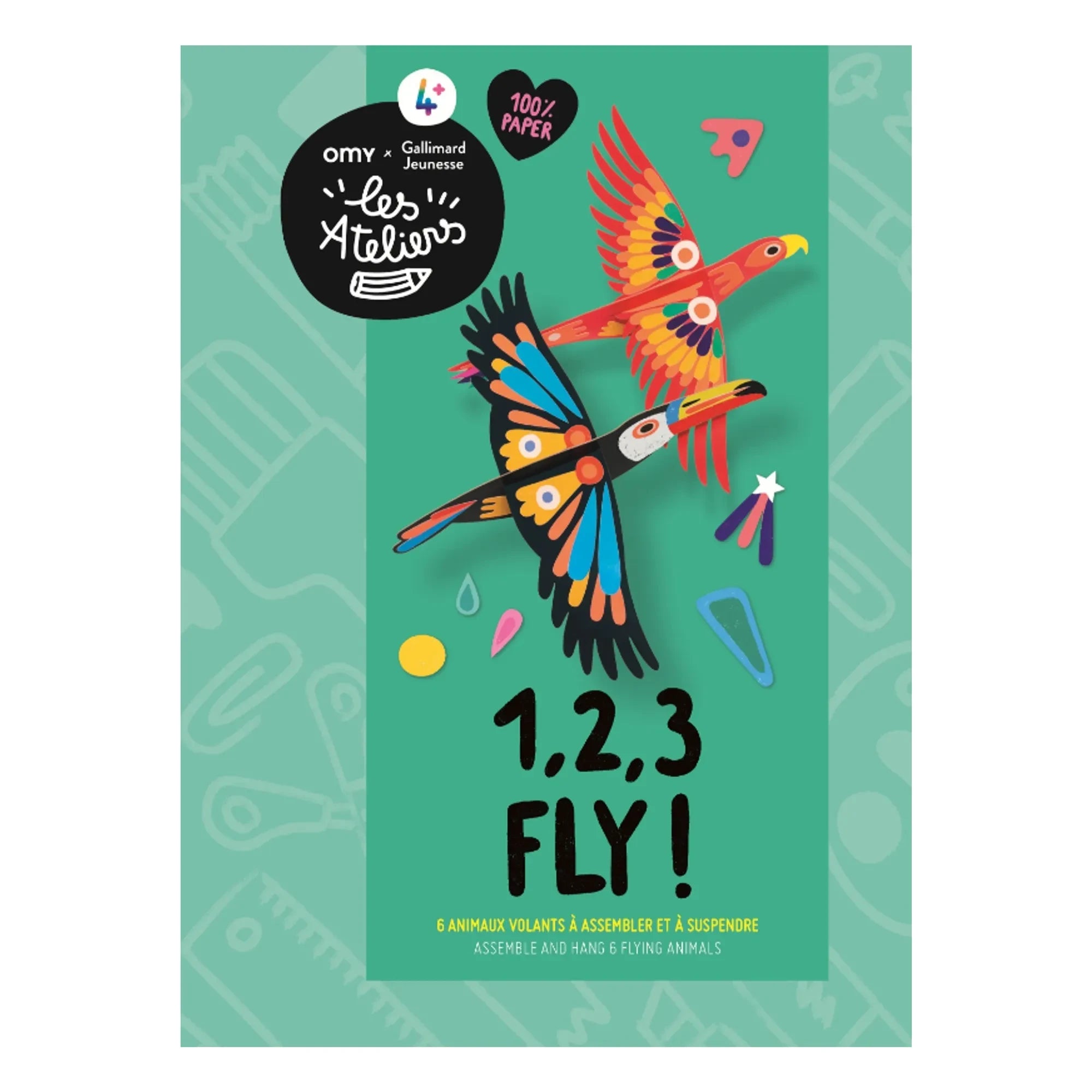 Omy x Gallimard Jeunesse - Set de 6 animales voladores para colgar