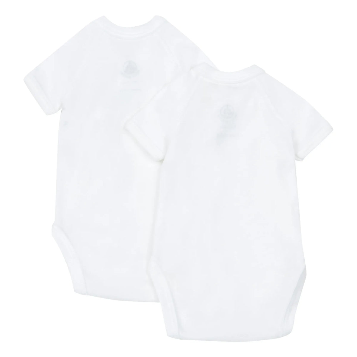 Petit Bateau - Conjunto de 2 bodies de algodón orgánico liso para bebé | Blanco