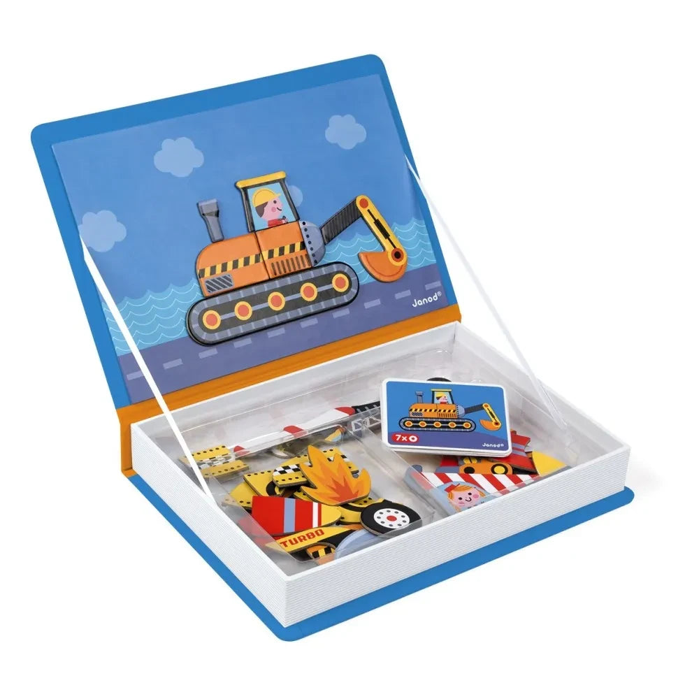 Janod - Libro Magnético Coche de Carreras - 50 imanes