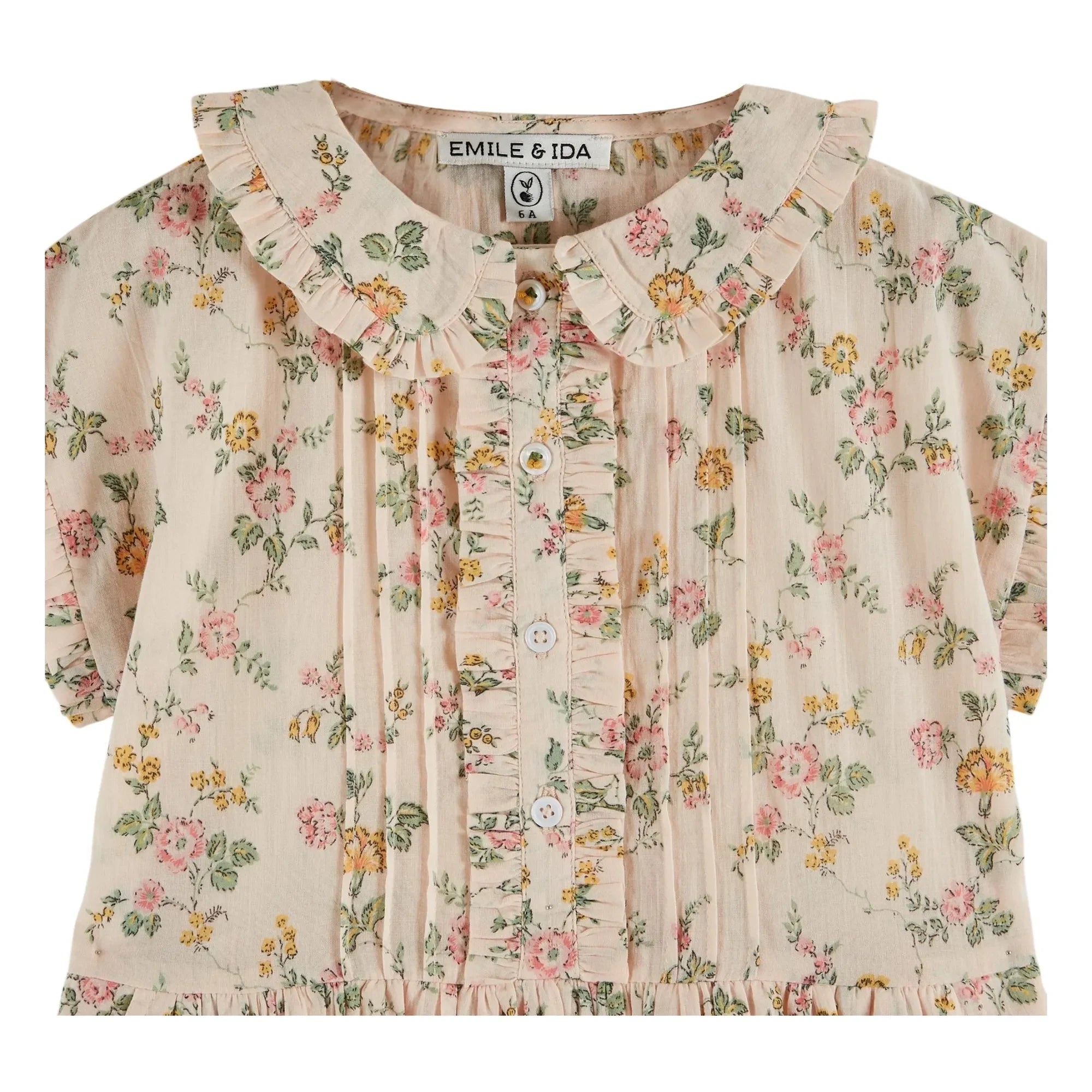 Emile et Ida - Vestido de algodón orgánico con flores | Rosa claro