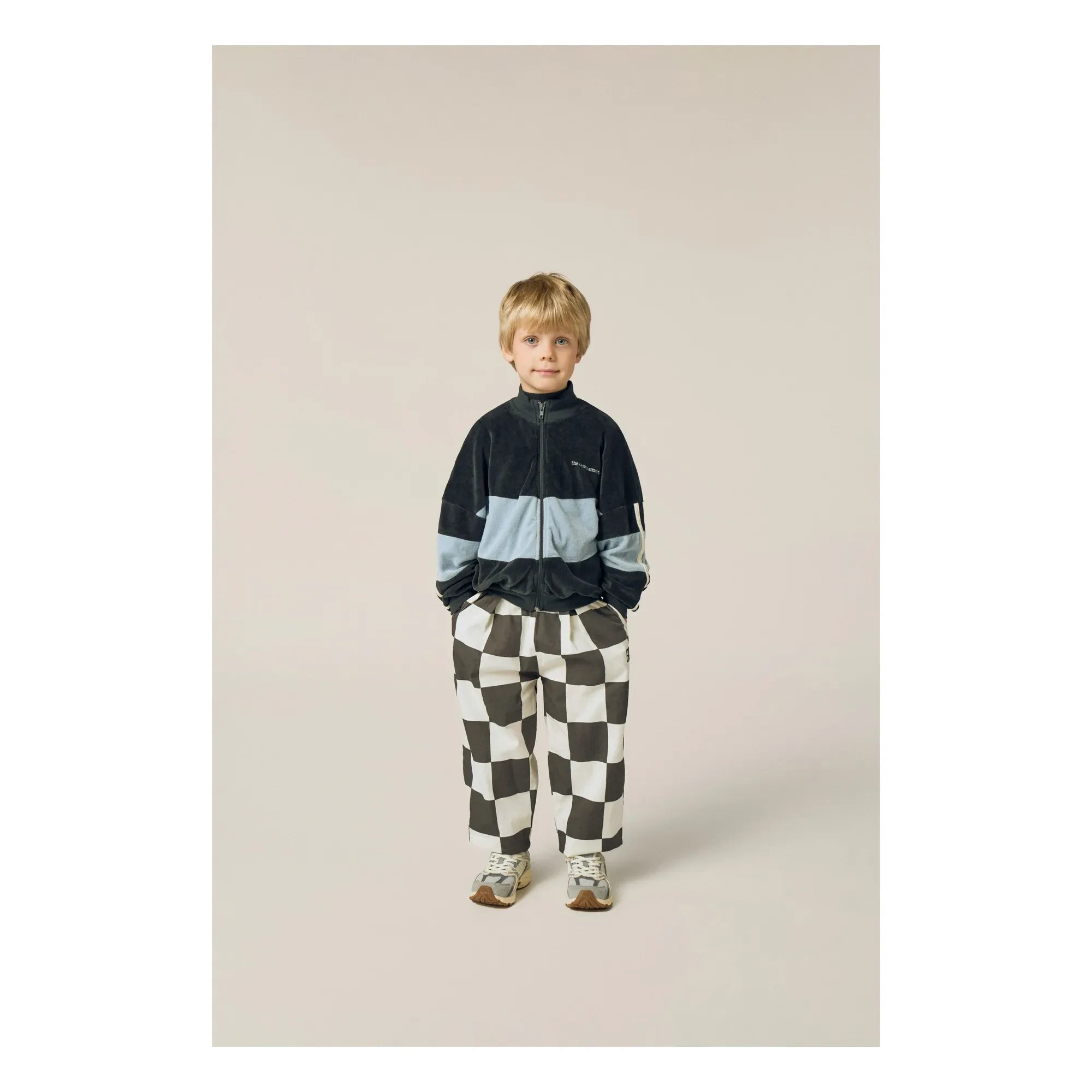 The Campamento - Sudadera de terciopelo con bloques de color | Gris carbón