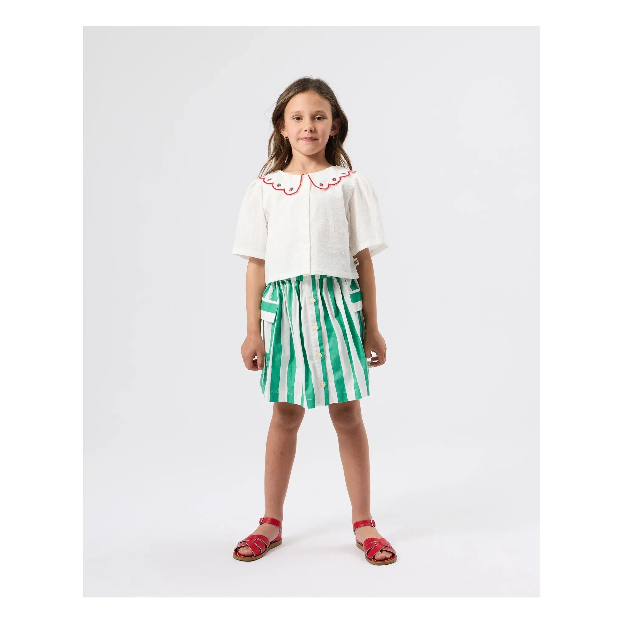Goldie + Ace - Falda de rayas con bolsillos | Verde