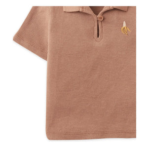 Gingersnaps - Polo con textura de plátano bordado de Timmy | Marrón