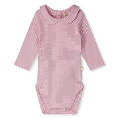 Gray Label - Çizgili Claudine yaka body Organik pamuk | Pembe
