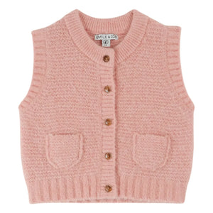 Emile et Ida - Cárdigan sin mangas de lana liso | Rosa claro