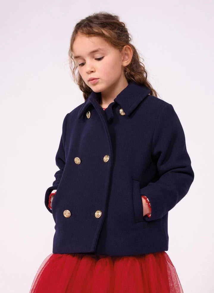 Petit Bateau - Abrigo peacoat de lana | Azul marino