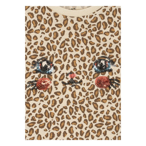Konges Sløjd - Conjunto de camiseta y pantalón corto de algodón orgánico Famo Leopar | Beige