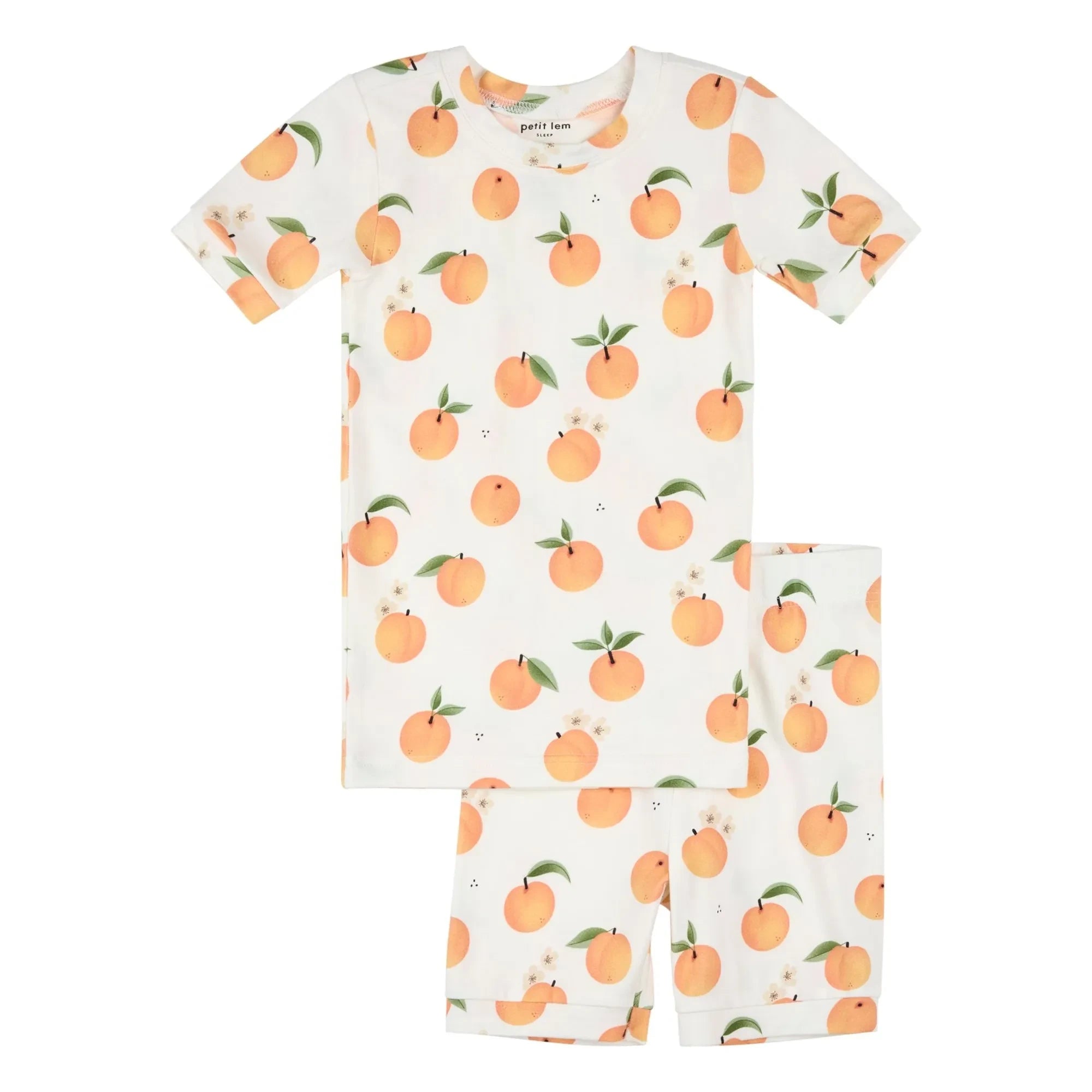 Petit Lem - Pijama corto clementinas de algodón orgánico y modal | Blanco