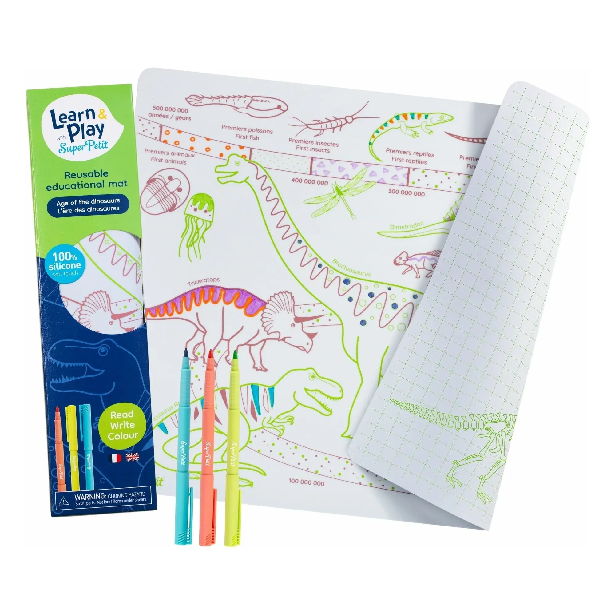 Superpetit - Páginas para colorear educativas de La Era de los Dinosaurios con 3 rotuladores