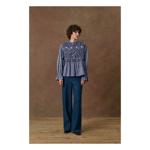 Louise Misha - Ileana Organik Pamuk Bluz | Indigo