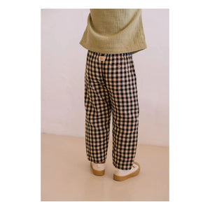 Studio Bohème - Pantalón de gasa de algodón orgánico Vichy Cousin | Negro