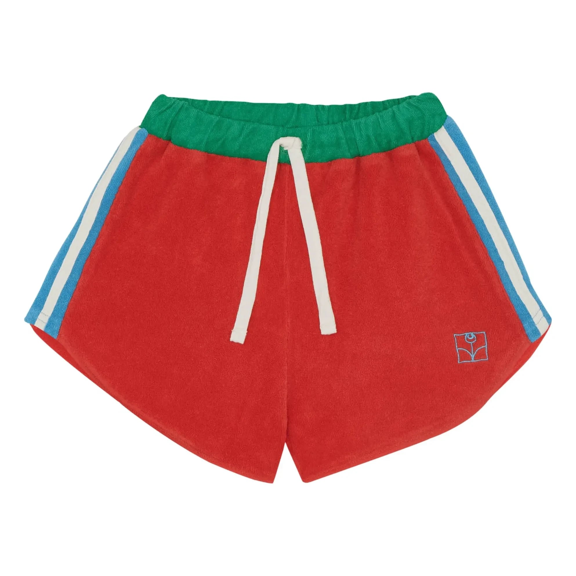 The Campamento - Pantalones Cortos de Felpa a Rayas Contraste | Rojo