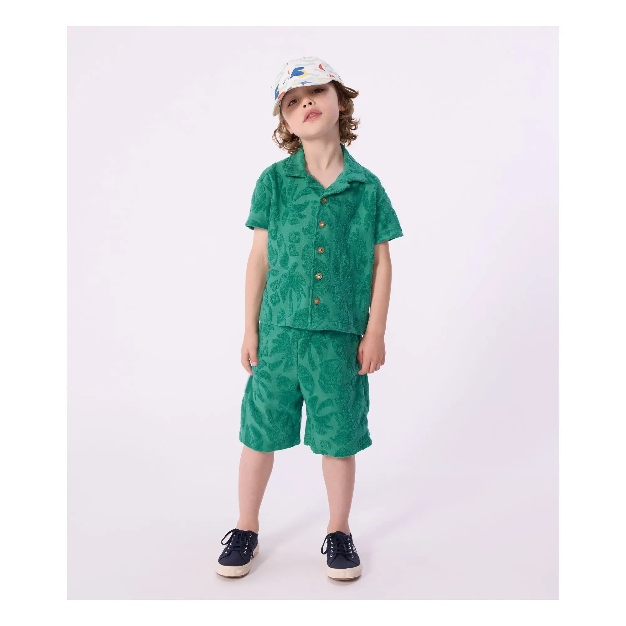 Petit Bateau - Camiseta de rizo de palma de algodón orgánico | Verde