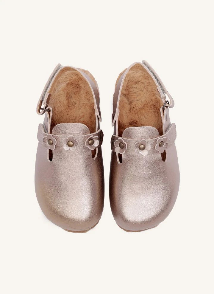 Pèpè - Sandalias forradas con textura metálica | Rosa polvo