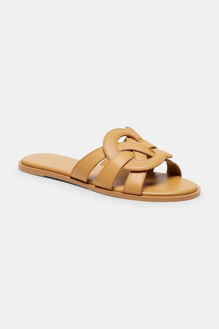 Coach sandalias de cuero para mujer con punta abierta Lena Leather Slide Sandal