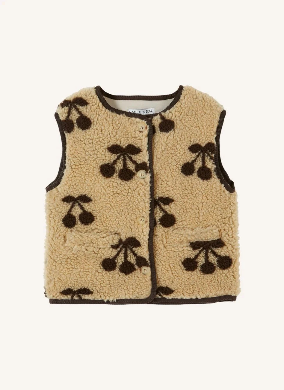 Emile et Ida - Cerises Sherpa Chaqueta sin Mangas | Beige