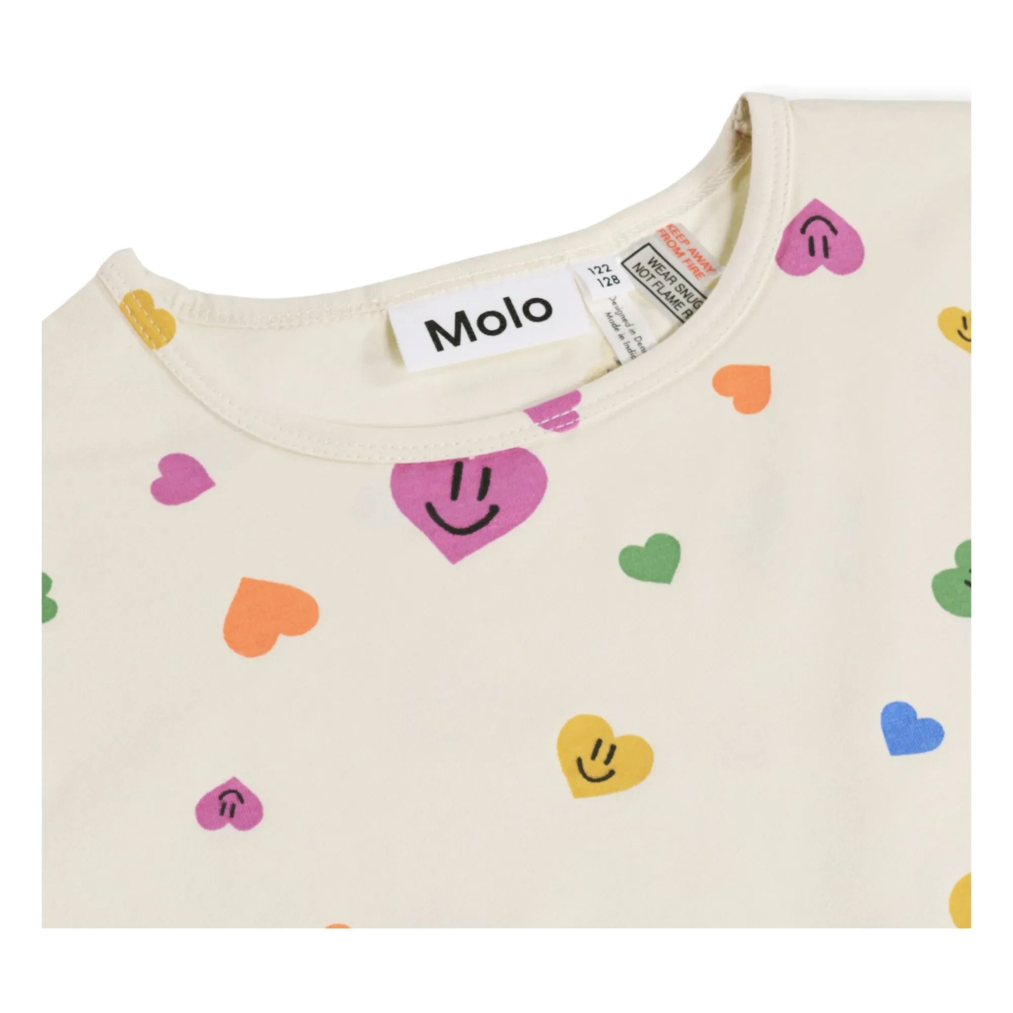 Molo - Pijama de algodón orgánico Luvis Cœurs con pantalón corto | Crudo