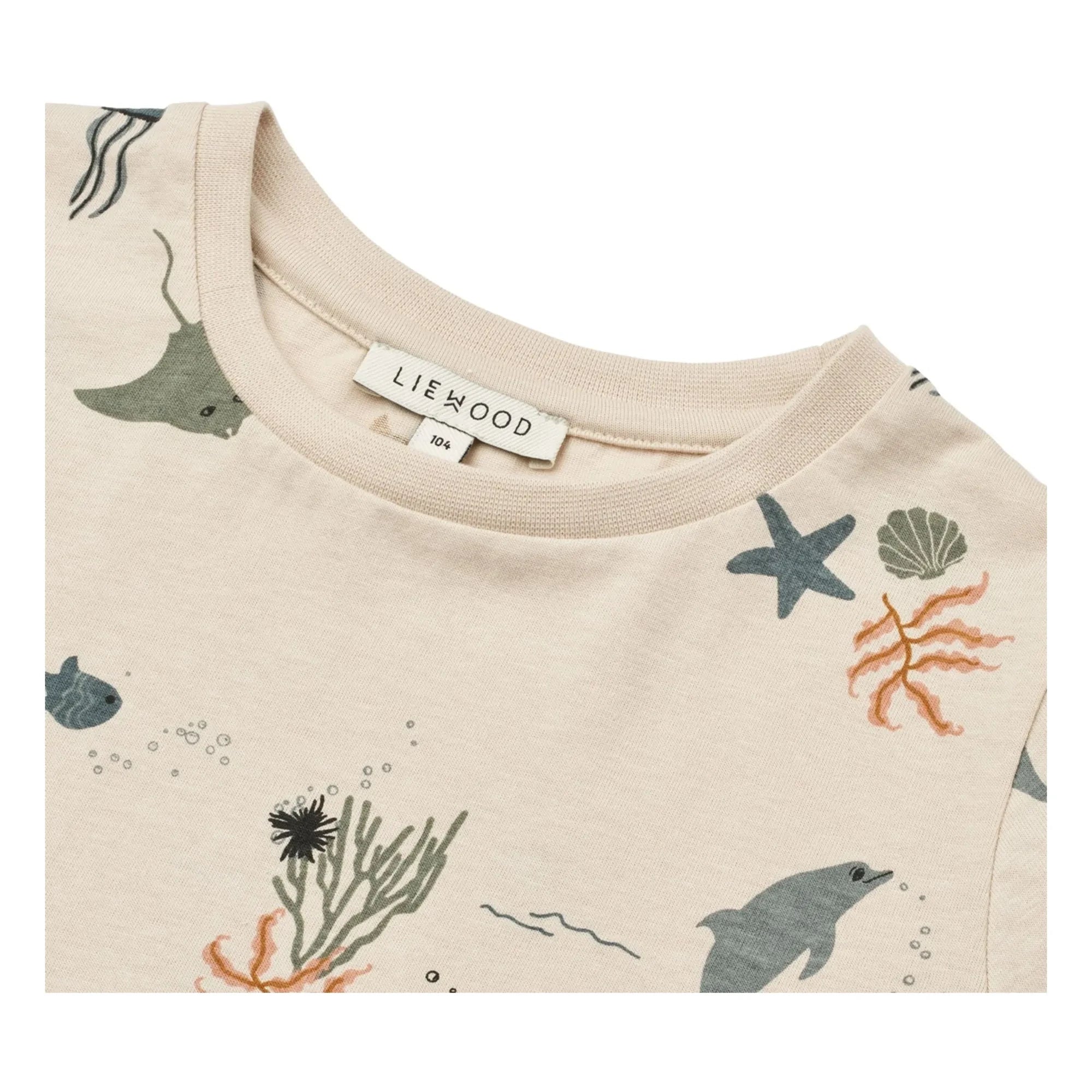 Liewood - Camiseta de algodón orgánico Apia Fish | Beige