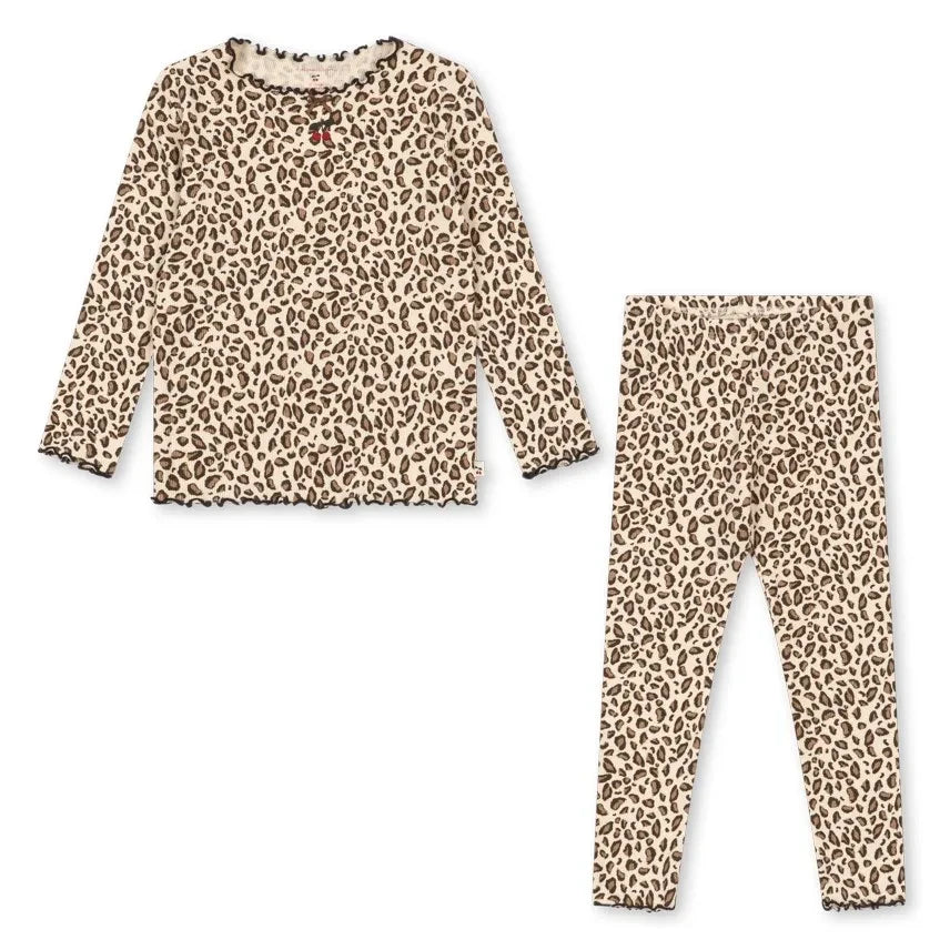 Konges Sløjd - Conjunto de camiseta y mallas de algodón orgánico Rivi Leopard | Beige