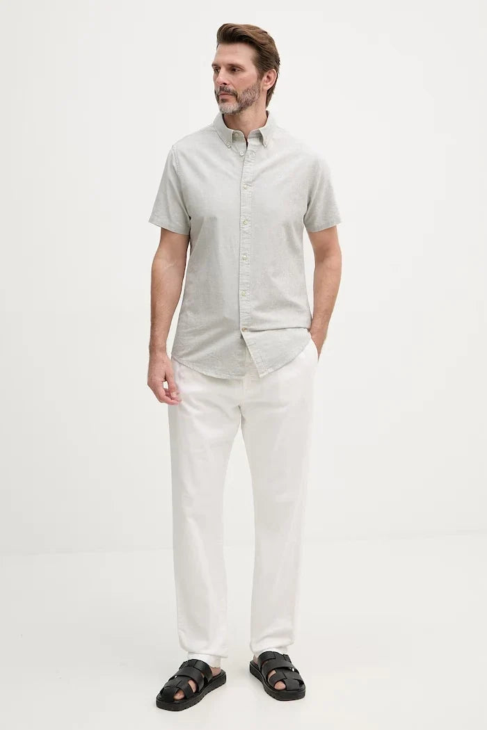Camisa de hombre Barbour de algodón Oxford Oxtown de manga corta entallada