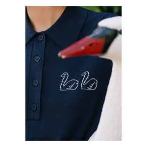 The Tiny Big Sister - Polo de cisne de algodón | Azul marino